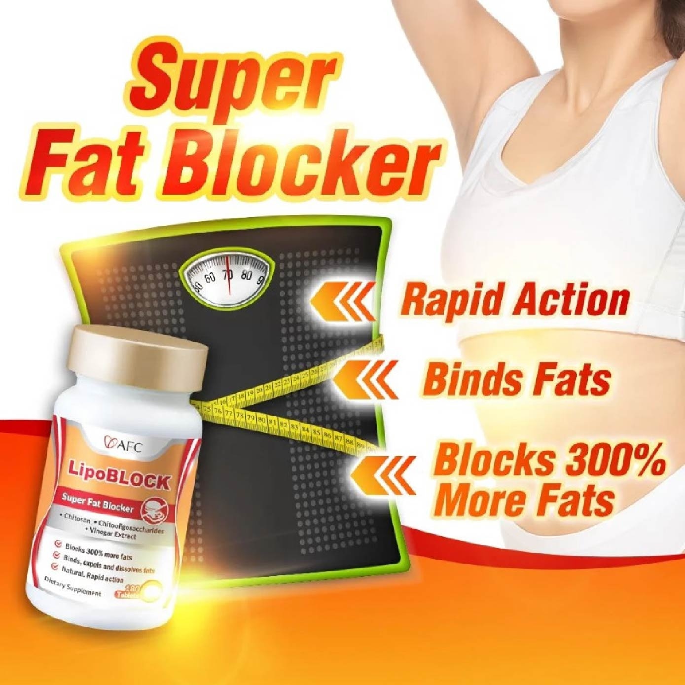 LipoBLOCK Chitosan Fat Binder Weight Management Tablet (Block Fats & Calories for Weight Loss & Slimming) 180s