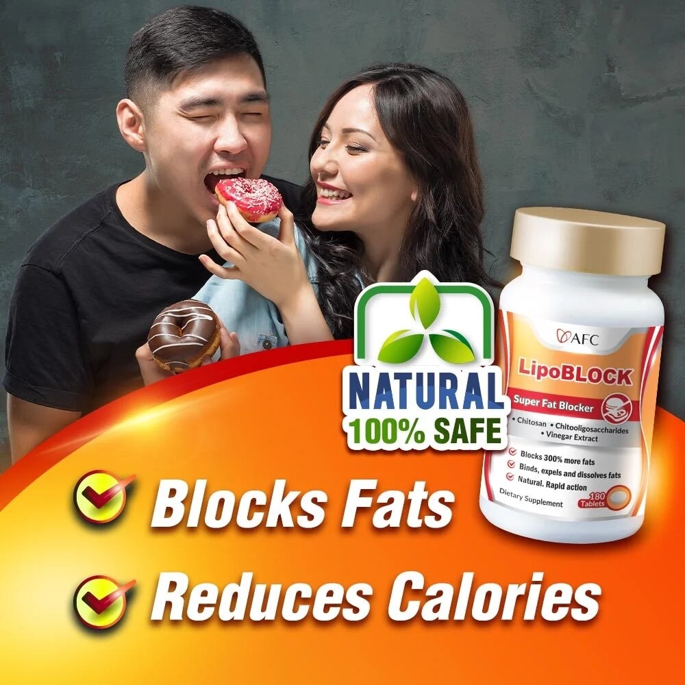 LipoBLOCK Dietary Supplement (Block Fats & Calories for Healthy Natural Weight Loss & Slimming ) 180s