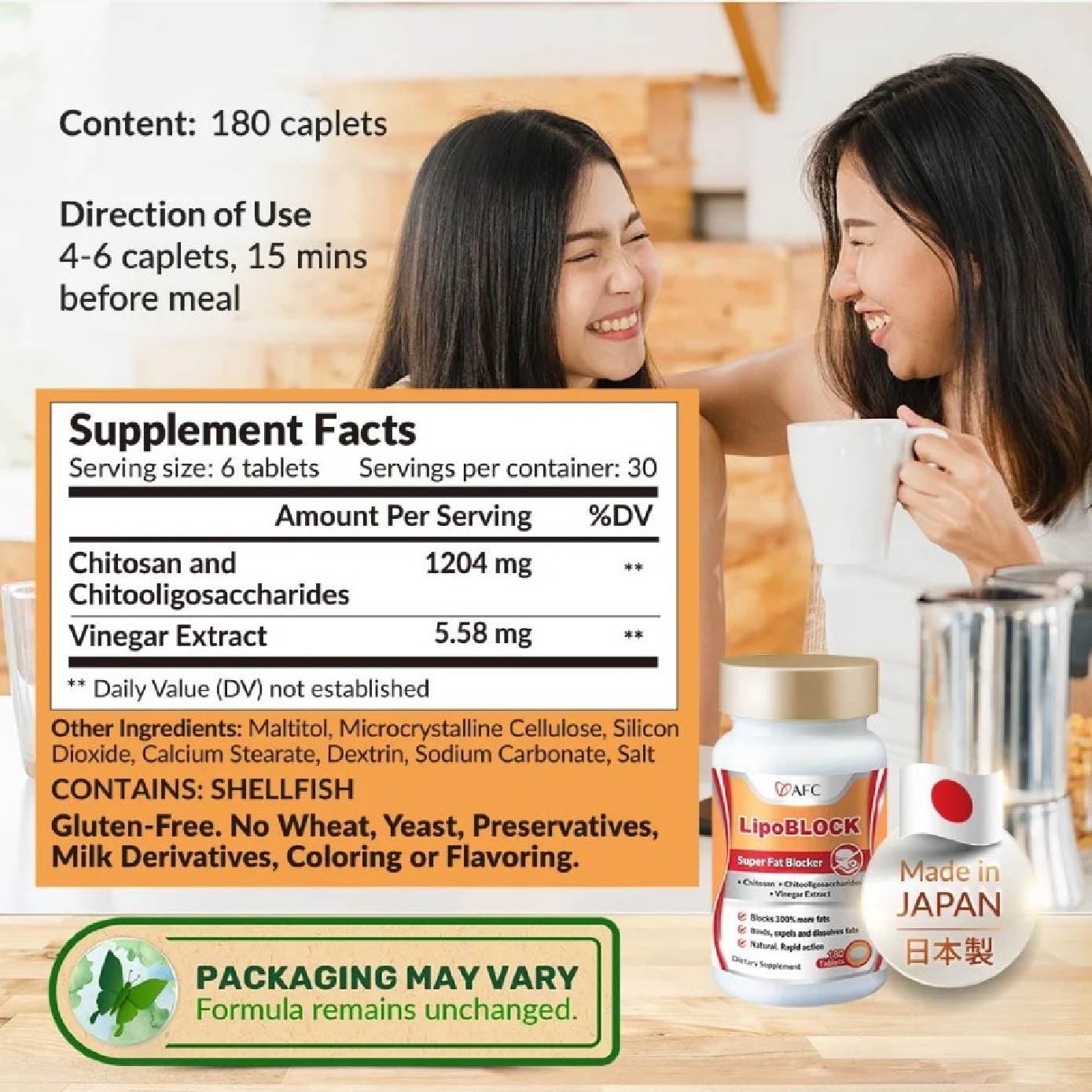 LipoBLOCK Chitosan Fat Binder Weight Management Tablet (Block Fats & Calories for Weight Loss & Slimming) 180s
