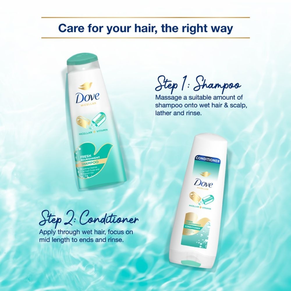 Dove Fresh Nourishment Micellar Shampoo 340ml (For Itchy Scalp and Dandruff Prone Hair)
