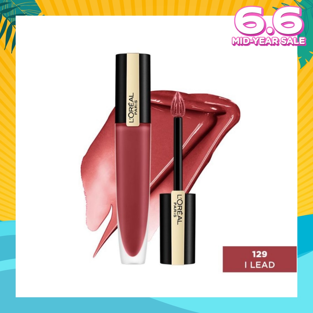 L'OREAL PARIS MAKEUP Rouge Signature Matte Lip Colour Liquid Lipstick 129 I Lead 7ml