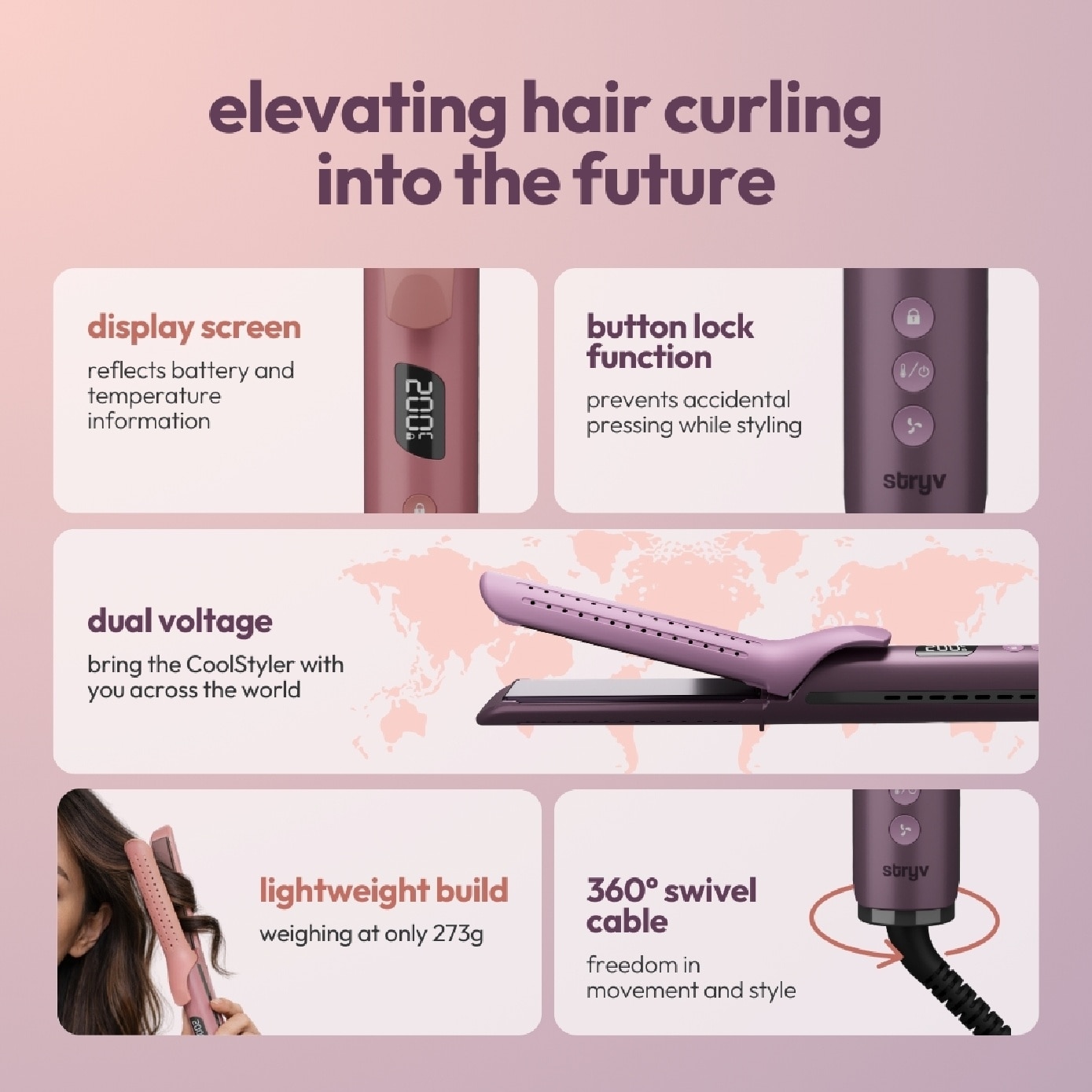 CoolStyler 2-in-1 Hair Straightener & Curler Purple 1s
