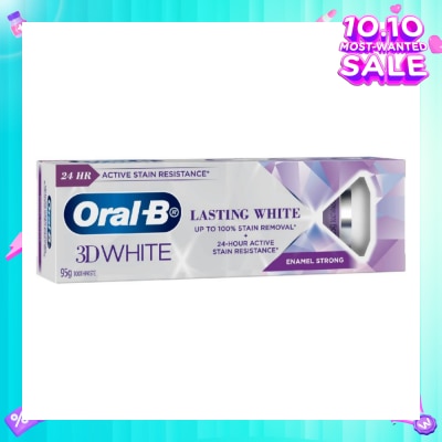 ORAL-B 3D White Lasting White Enamel Strong Toothpaste (Removes 100% Of Stains & 24 Hour Stain Resistance) 95g (Expiry: Jul`2026)