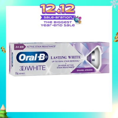 ORAL-B 3D White Lasting White Enamel Strong Toothpaste (Removes 100% Of Stains & 24 Hour Stain Resistance) 95g (Expiry: Jul`2026)