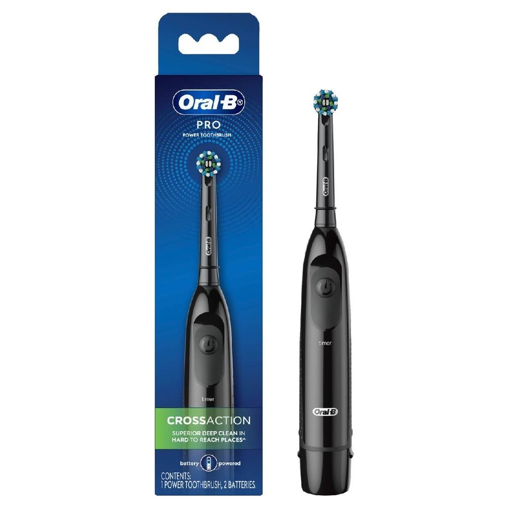 Pro Crossaction Battery Electric Toothbrush Black (Removes Plaque Faster & Easier) 1s