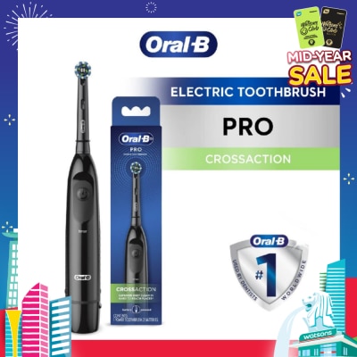 ORAL-B Pro Crossaction Battery Electric Toothbrush Black (Removes Plaque Faster & Easier) 1s