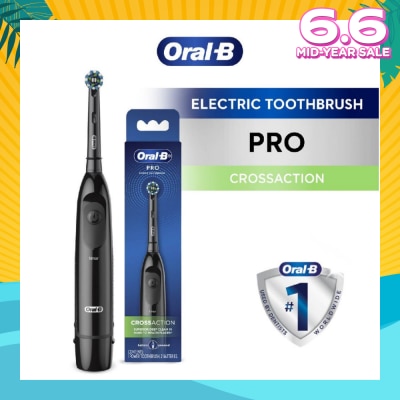 ORAL-B Pro Crossaction Battery Electric Toothbrush Black (Removes Plaque Faster & Easier) 1s