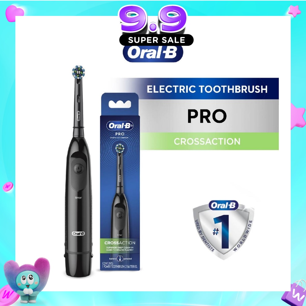 Pro Crossaction Battery Electric Toothbrush Black (Removes Plaque Faster & Easier) 1s image