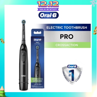 ORAL-B Pro Crossaction Battery Electric Toothbrush Black (Removes Plaque Faster & Easier) 1s
