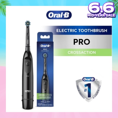 ORAL-B Pro Crossaction Battery Electric Toothbrush Black (Removes Plaque Faster & Easier) 1s