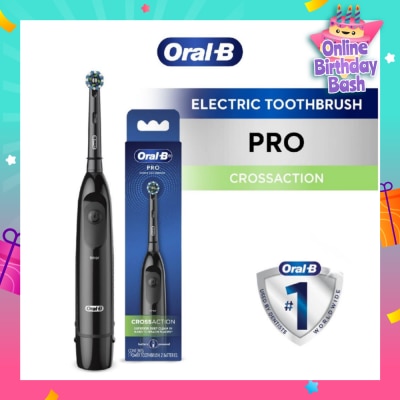 ORAL-B Pro Crossaction Battery Electric Toothbrush Black (Removes Plaque Faster & Easier) 1s