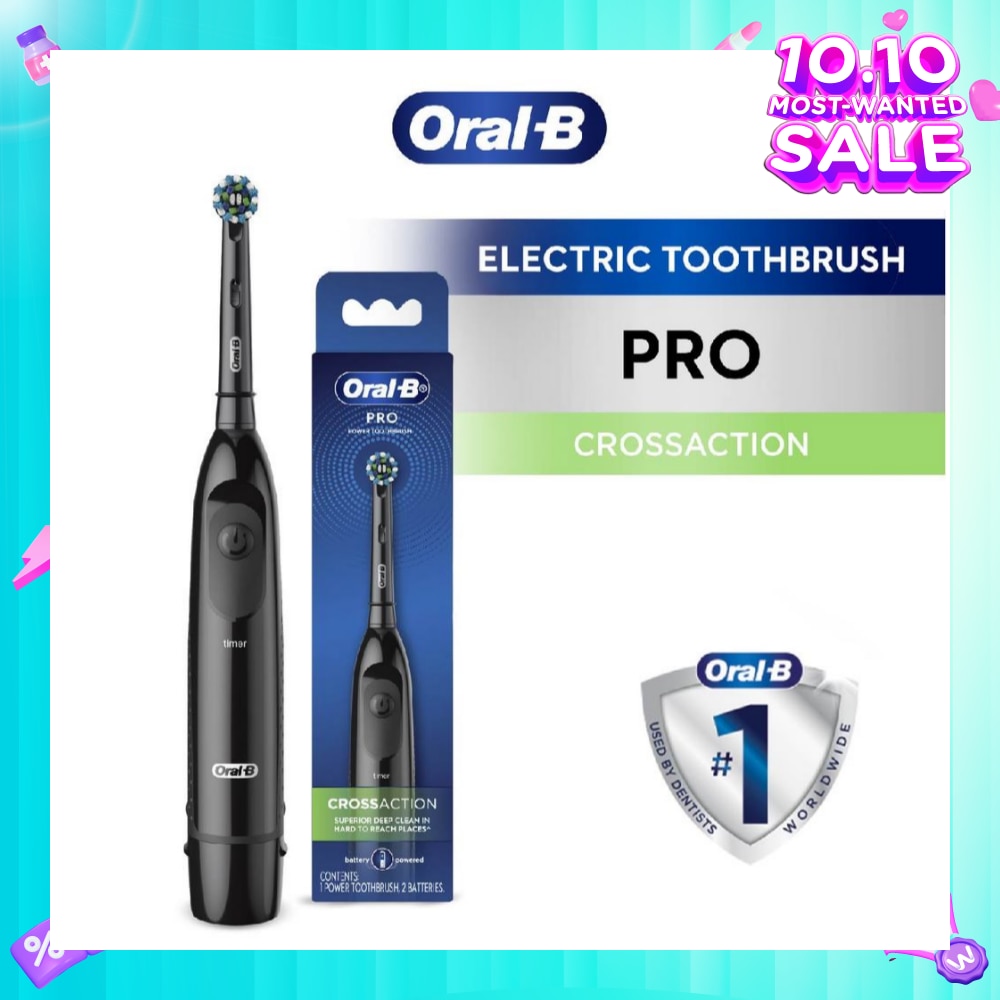 Pro Crossaction Battery Electric Toothbrush Black (Removes Plaque Faster & Easier) 1s