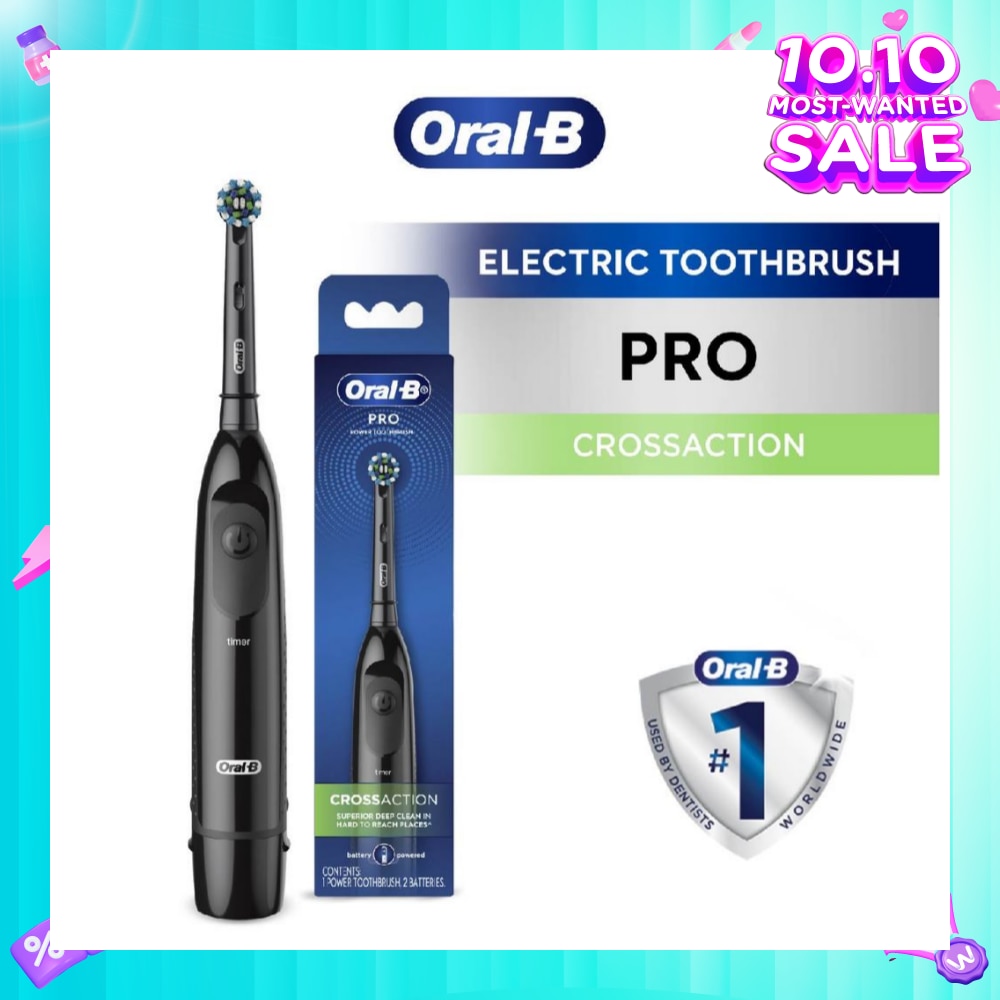 Pro Crossaction Battery Electric Toothbrush Black (Removes Plaque Faster & Easier) 1s