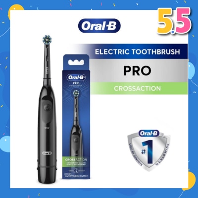 ORAL-B Pro Crossaction Battery Electric Toothbrush Black (Removes Plaque Faster & Easier) 1s