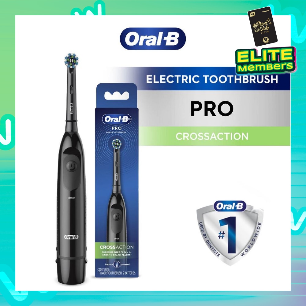 Pro Crossaction Battery Electric Toothbrush Black (Removes Plaque Faster & Easier) 1s