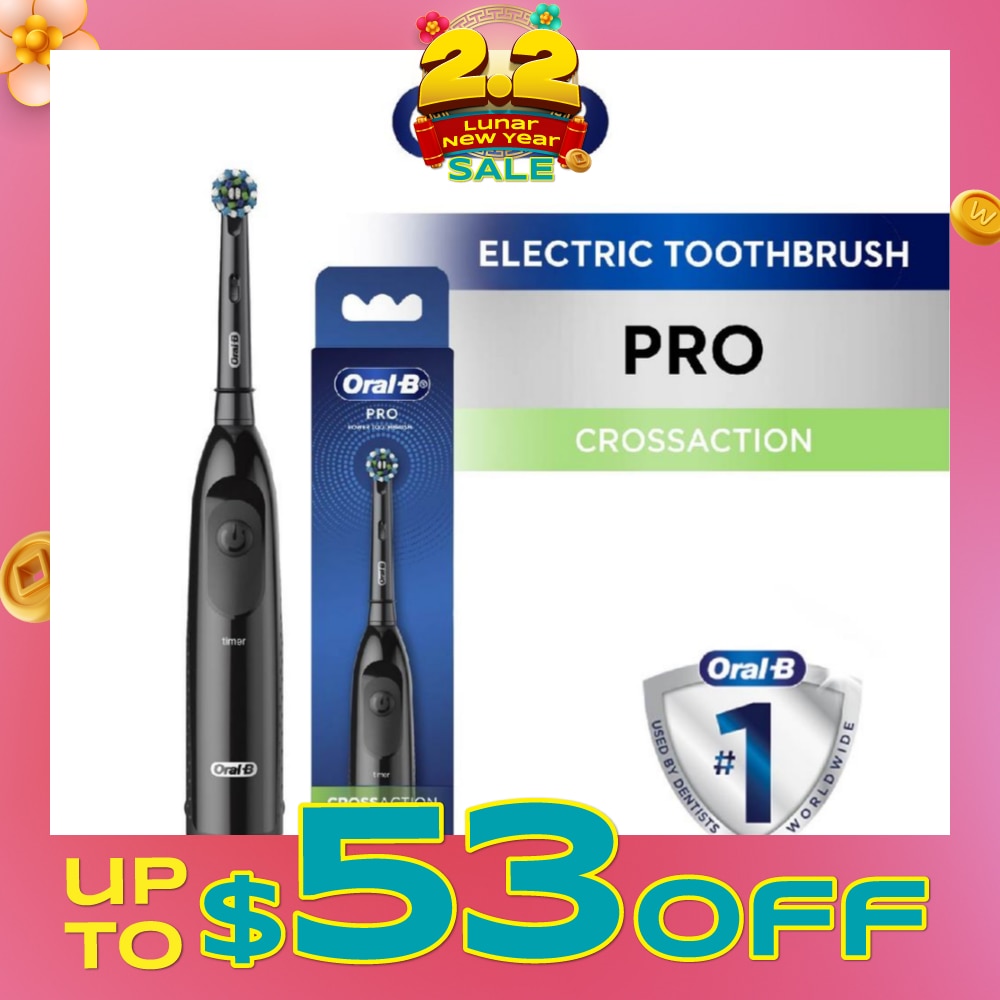 Pro Crossaction Battery Electric Toothbrush Black (Removes Plaque Faster & Easier) 1s