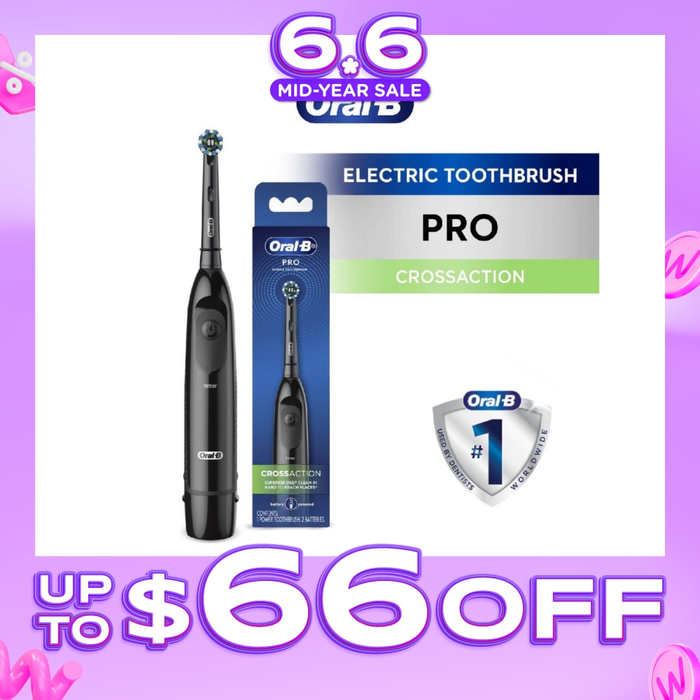 Pro Crossaction Battery Electric Toothbrush Black (Removes Plaque Faster & Easier) 1s