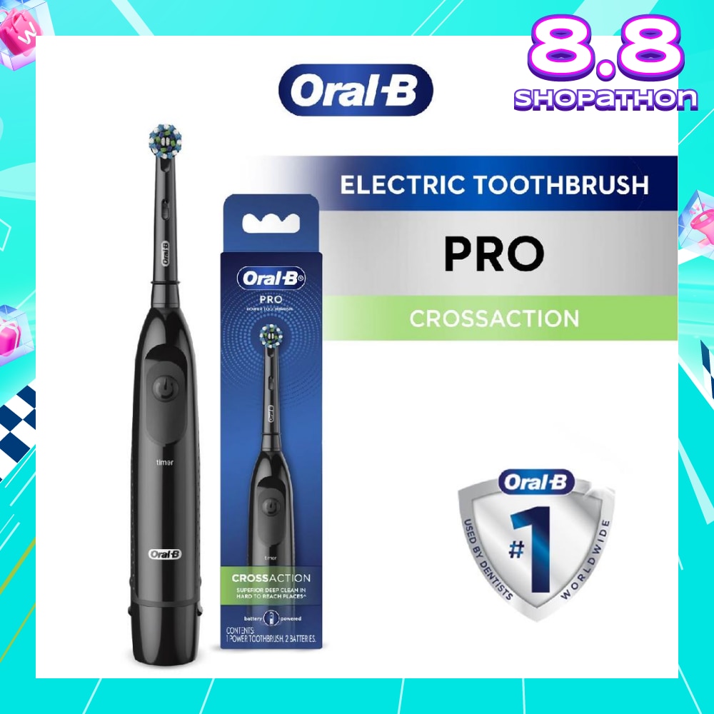 Pro Crossaction Battery Electric Toothbrush Black (Removes Plaque Faster & Easier) 1s