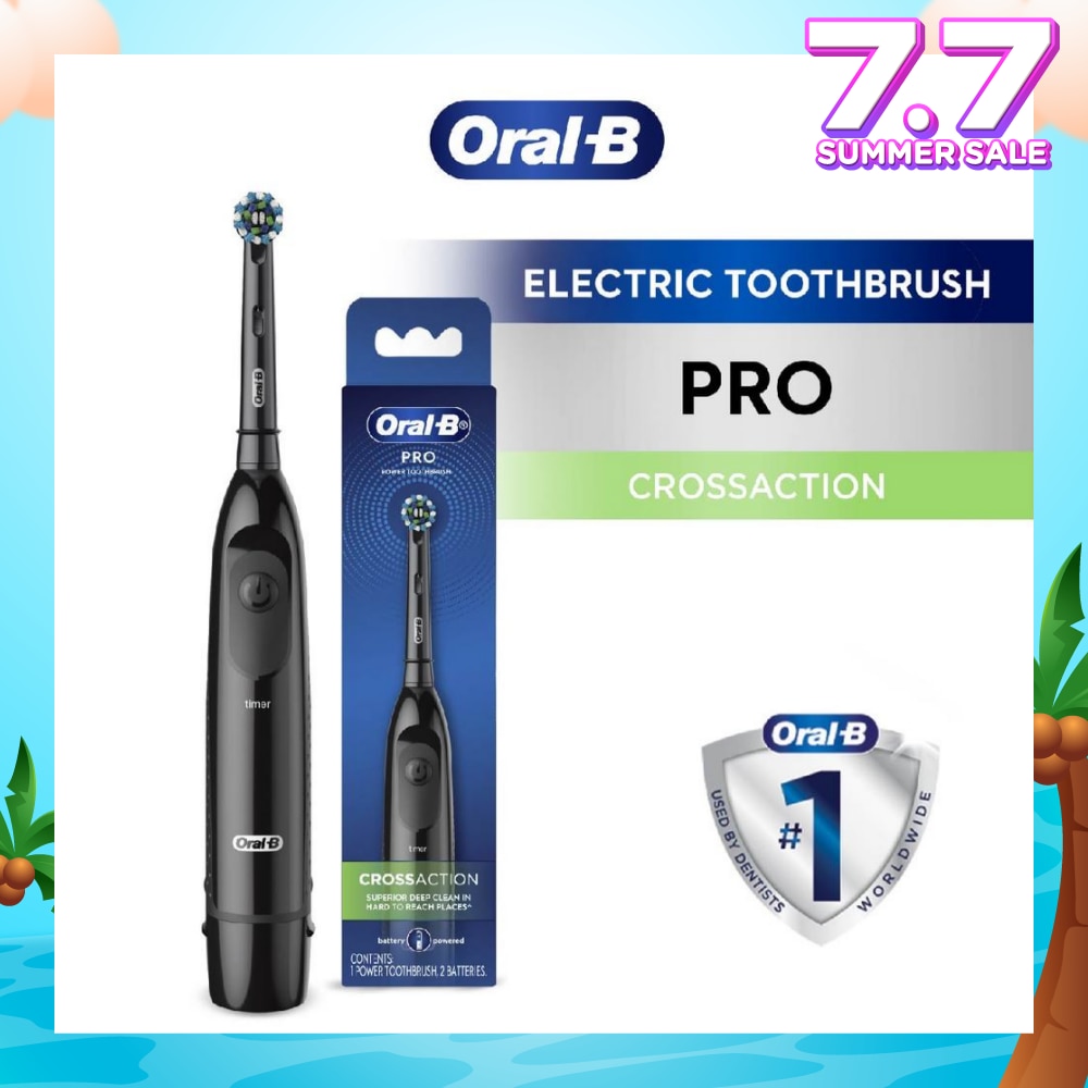 Pro Crossaction Battery Electric Toothbrush Black (Removes Plaque Faster & Easier) 1s