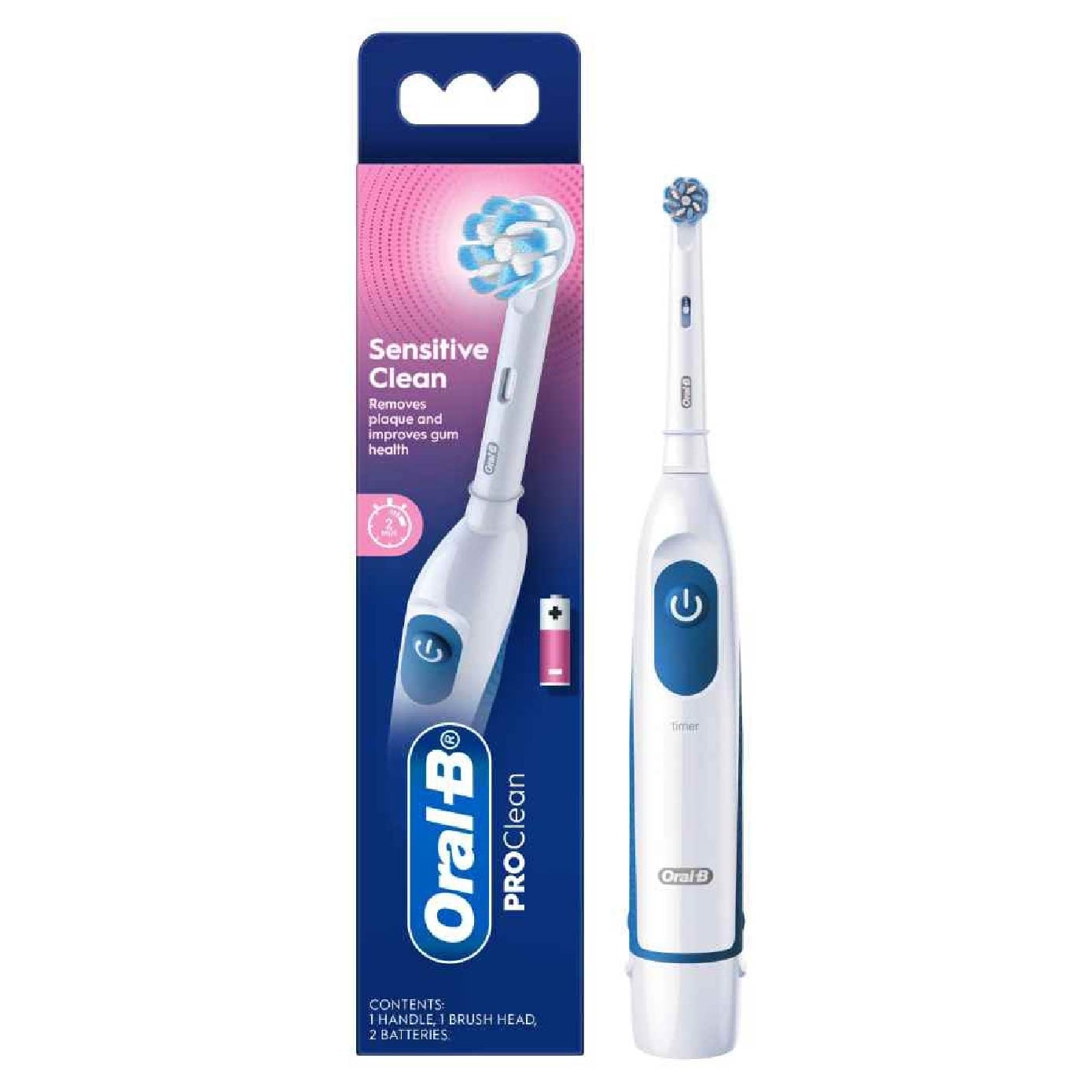 Pro Crossaction Battery Electric Toothbrush White (Removes Plaque Faster & Easier) 1s