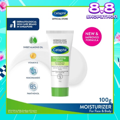 CETAPHIL Moisturizing Cream Face & Body Moisturizer (For Dry and Sensitive Skin) 100g