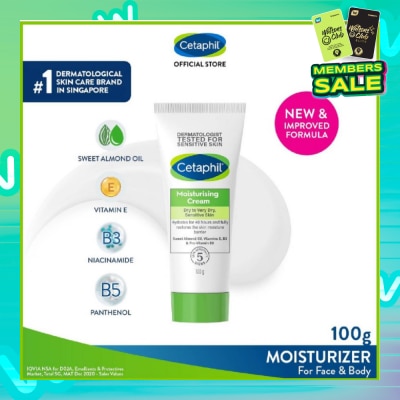 CETAPHIL Moisturizing Cream Face & Body Moisturizer (For Dry and Sensitive Skin) 100g
