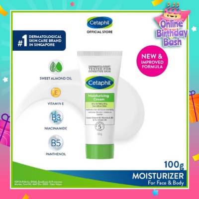 CETAPHIL Moisturizing Cream Face & Body Moisturizer (For Dry and Sensitive Skin) 100g