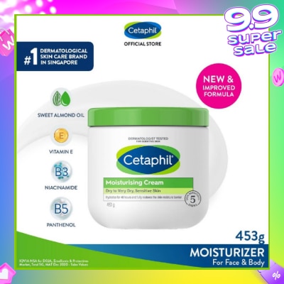 CETAPHIL Moisturizing Cream Face & Body Moisturizer (For Dry and Sensitive Skin) 453g