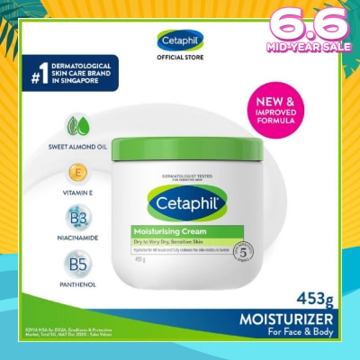 CETAPHIL Moisturizing Cream Face & Body Moisturizer (For Dry and Sensitive Skin) 453g
