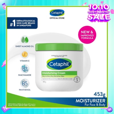 CETAPHIL Moisturizing Cream Face & Body Moisturizer (For Dry and Sensitive Skin) 453g