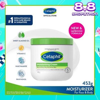 CETAPHIL Moisturizing Cream Face & Body Moisturizer (For Dry and Sensitive Skin) 453g