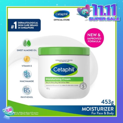 CETAPHIL Moisturizing Cream Face & Body Moisturizer (For Dry and Sensitive Skin) 453g