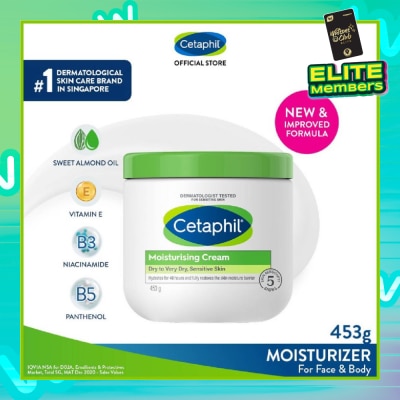 CETAPHIL Moisturizing Cream Face & Body Moisturizer (For Dry and Sensitive Skin) 453g