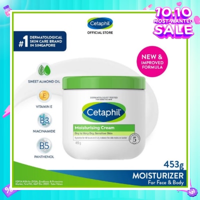 CETAPHIL Moisturizing Cream Face & Body Moisturizer (For Dry and Sensitive Skin) 453g