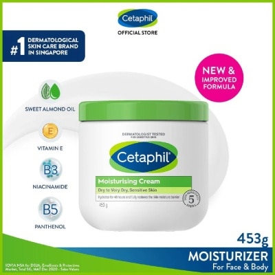 CETAPHIL Moisturizing Cream Face & Body Moisturizer (For Dry and Sensitive Skin) 453g