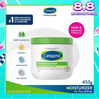 CETAPHIL Moisturizing Cream Face & Body Moisturizer (For Dry and Sensitive Skin) 453g