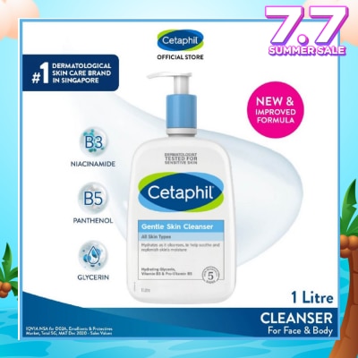 CETAPHIL Gentle Skin Cleanser Hydrating Face & Body Wash (For All Skin Types, Sensitive Skin) 1L