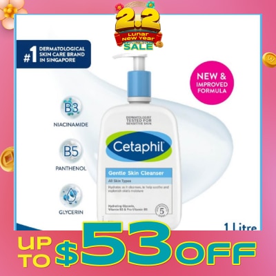 CETAPHIL Gentle Skin Cleanser Hydrating Face & Body Wash (For All Skin Types, Sensitive Skin) 1L