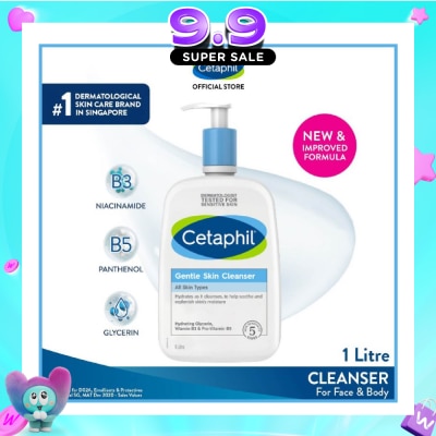 CETAPHIL - Gentle Skin Cleanser Hydrating Face & Body Wash (For All Skin Types, Sensitive Skin) 1L image