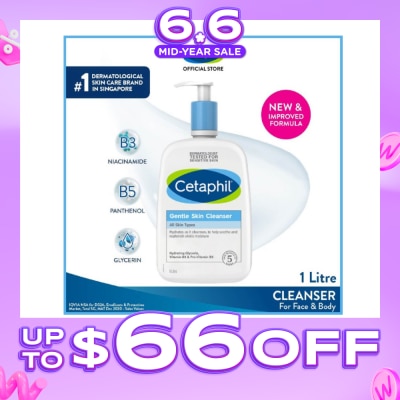 CETAPHIL - Gentle Skin Cleanser Hydrating Face & Body Wash (For All Skin Types, Sensitive Skin) 1L