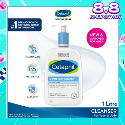 CETAPHIL Gentle Skin Cleanser Hydrating Face & Body Wash (For All Skin Types, Sensitive Skin) 1L