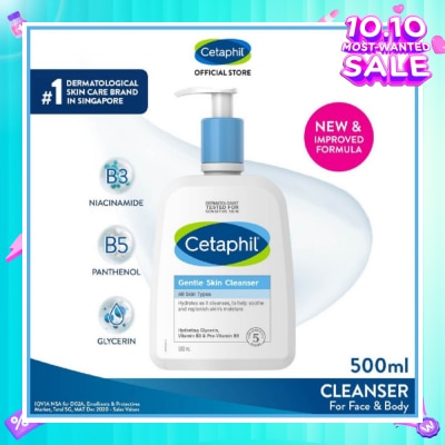 CETAPHIL Gentle Skin Cleanser Hydrating Face & Body Wash (For All Skin Types, Sensitive Skin) 500ml