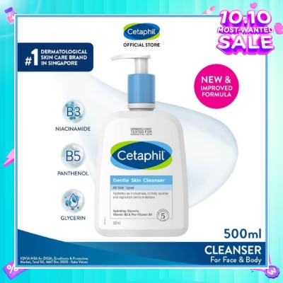 CETAPHIL Gentle Skin Cleanser Hydrating Face & Body Wash (For All Skin Types, Sensitive Skin) 500ml