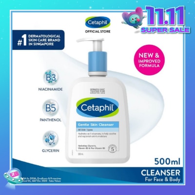 CETAPHIL Gentle Skin Cleanser Hydrating Face & Body Wash (For All Skin Types, Sensitive Skin) 500ml