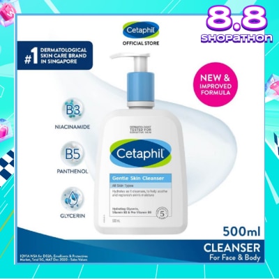 CETAPHIL Gentle Skin Cleanser Hydrating Face & Body Wash (For All Skin Types, Sensitive Skin) 500ml
