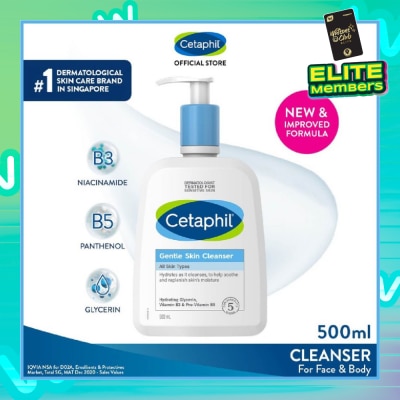 CETAPHIL Gentle Skin Cleanser Hydrating Face & Body Wash (For All Skin Types, Sensitive Skin) 500ml