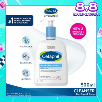 CETAPHIL Gentle Skin Cleanser Hydrating Face & Body Wash (For All Skin Types, Sensitive Skin) 500ml