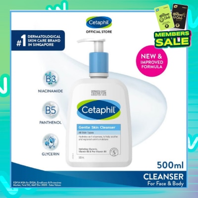 CETAPHIL Gentle Skin Cleanser Hydrating Face & Body Wash (For All Skin Types, Sensitive Skin) 500ml