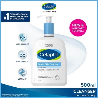 CETAPHIL Gentle Skin Cleanser Hydrating Face & Body Wash (For All Skin Types, Sensitive Skin) 500ml