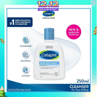 CETAPHIL Gentle Skin Cleanser Hydrating Face & Body Wash (For All Skin Types, Sensitive Skin) 250ml